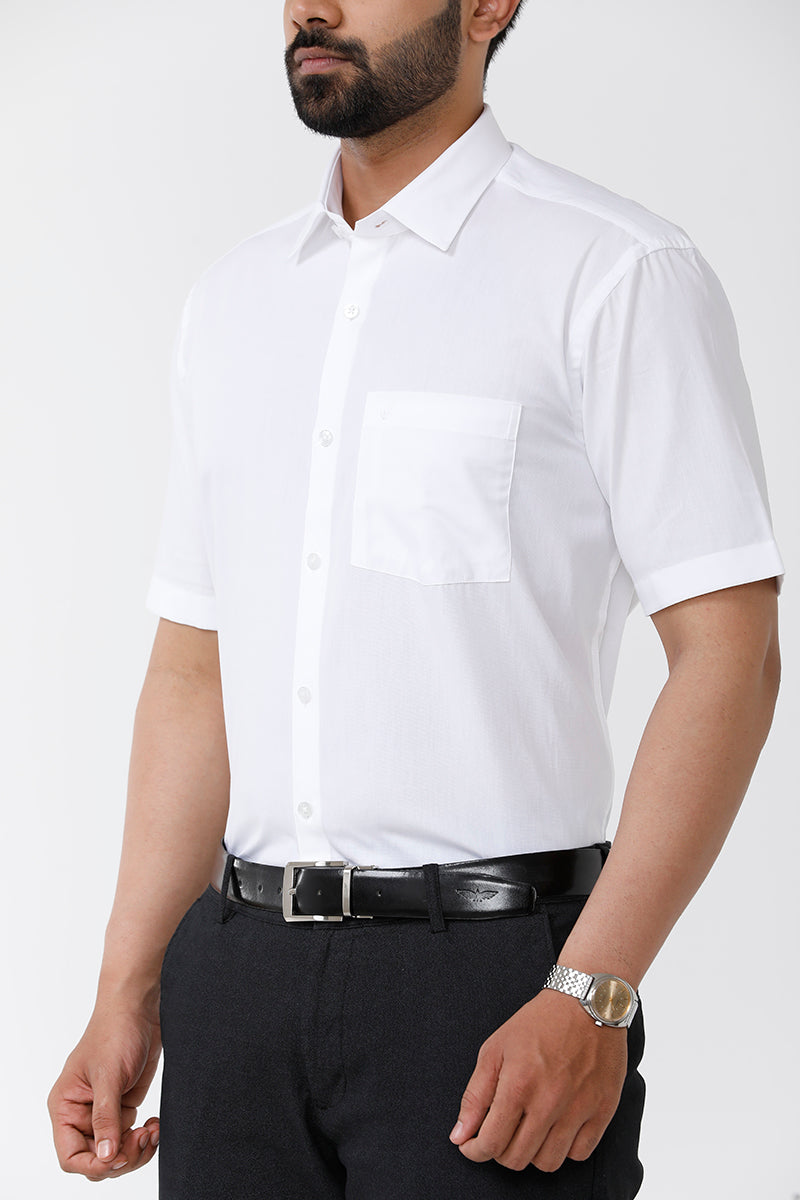 Arrow Cotton Solid Regular Fit White Formal Shirt for Men