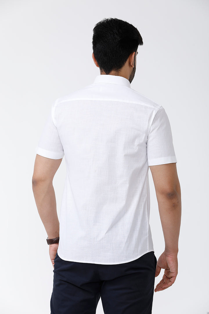 Uathayam Classic Mono Cotton Formal White Shirt For Men
