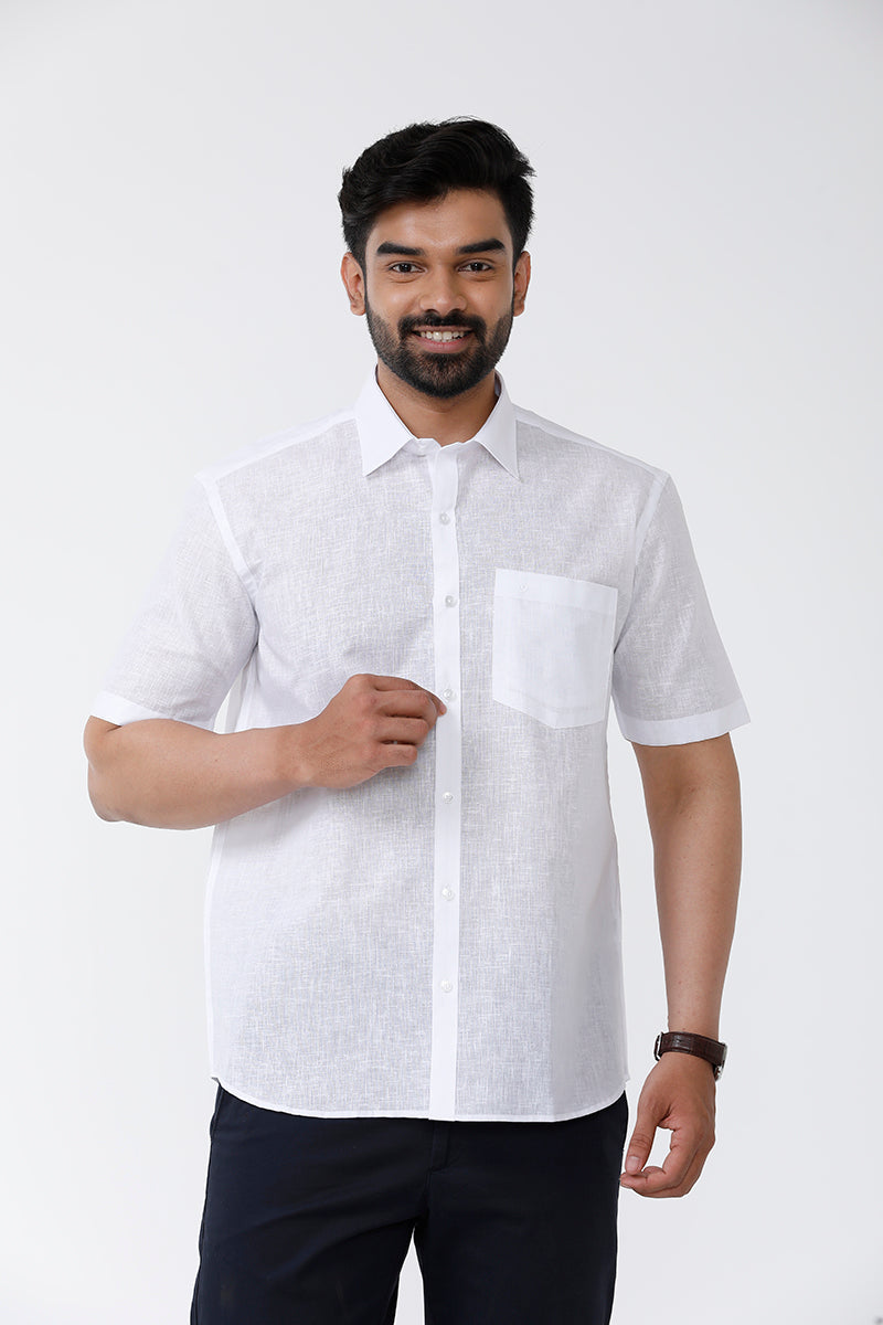 Uathayam Uniq Mono Fancy Formal White Shirt For Men
