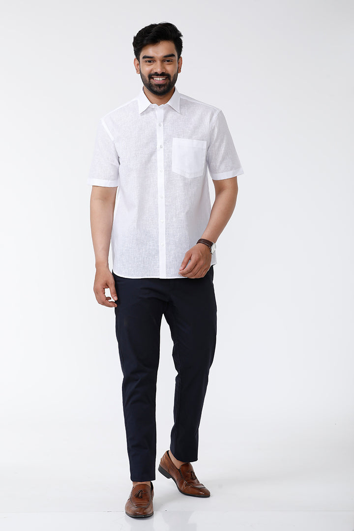 Uathayam Uniq Mono Fancy Formal White Shirt For Men