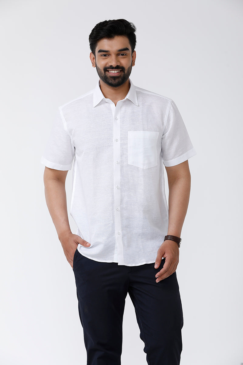 Linen Classic Linen Cotton White Shirts For Men Uathayam
