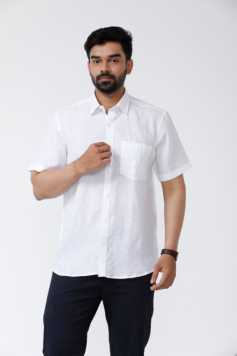 One Shot Plain White Long-sleeved Shirt Men's Long Sleeves S Men's business  shirts