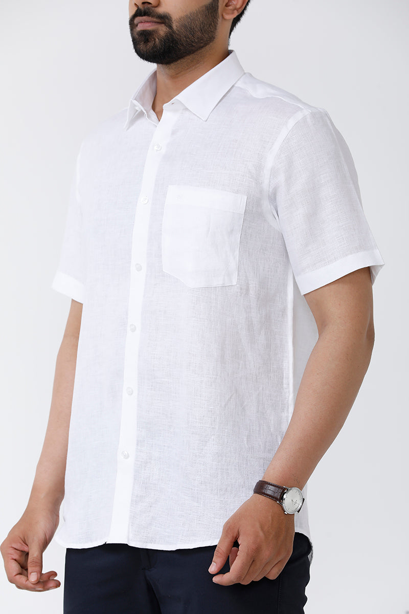 Buy Pure linen white shirt | White shirts for men | Uathayam