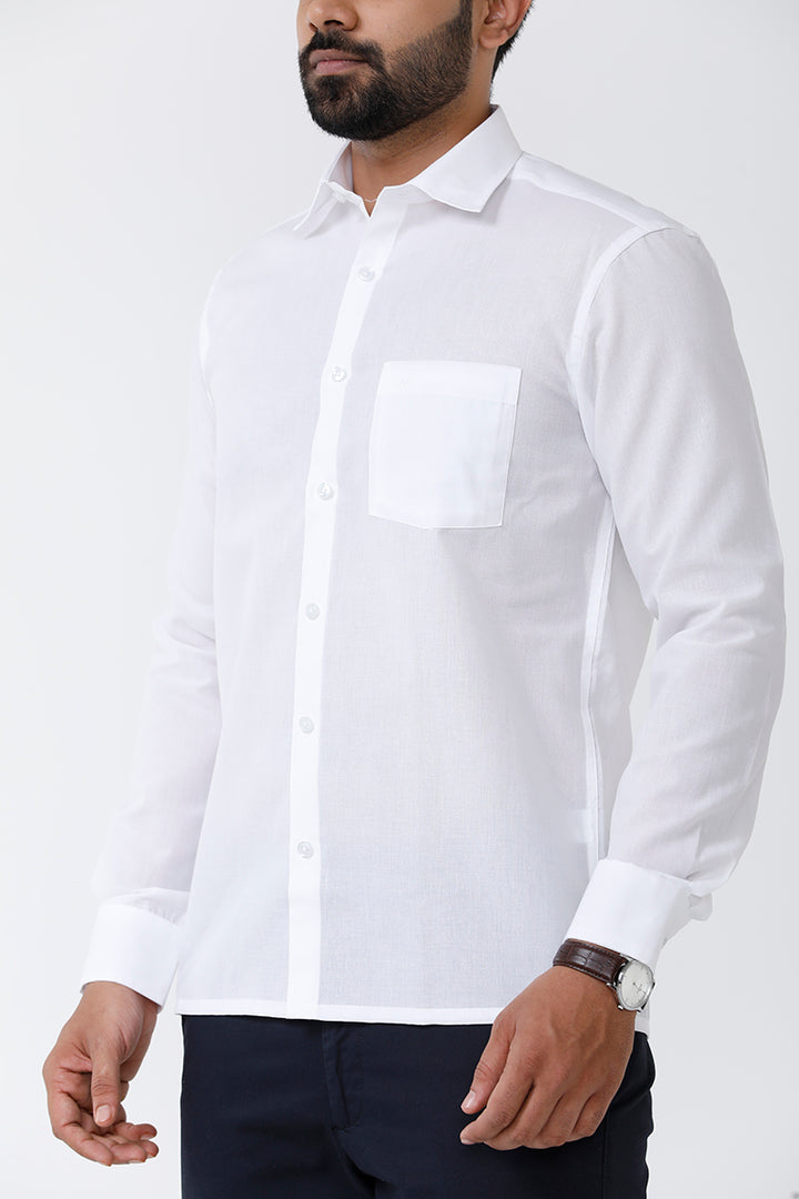 Uathayam White Gold Mono Cotton White Shirts For Men