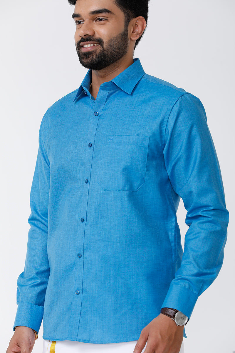 ARISER Vintage Dark Blue Color Cotton Rich Full Sleeve Formal Shirt for Men - VI10308