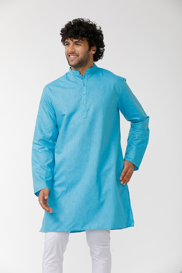 Men's Ramar Blue Long Kurta - EX60004