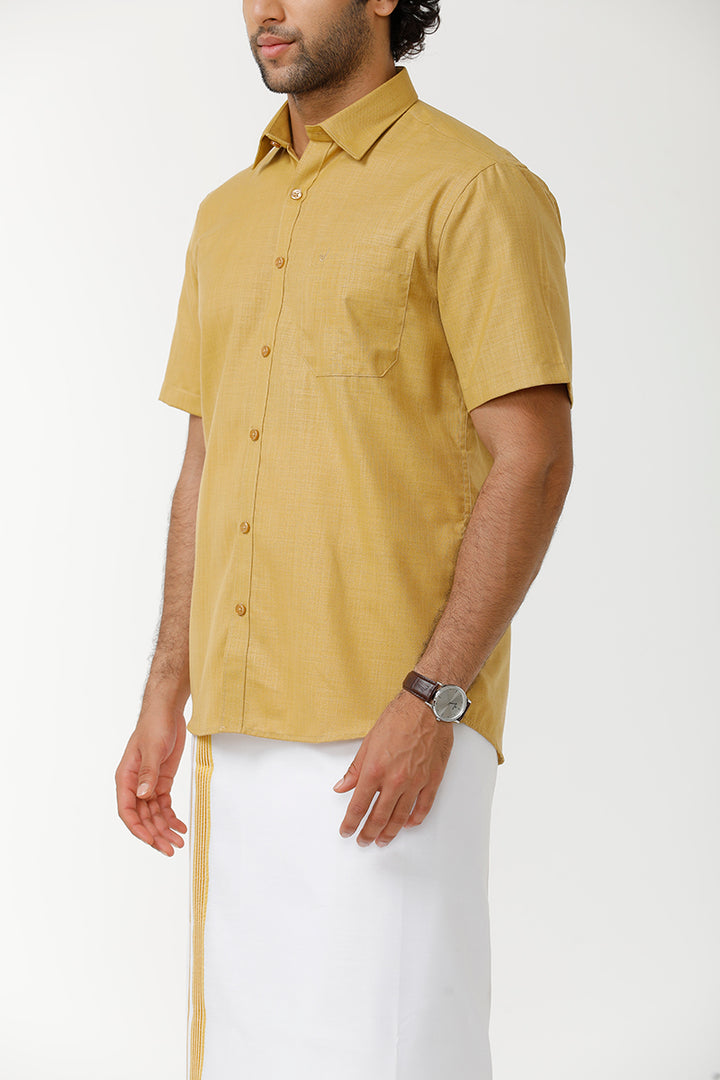 UATHAYAM Kushi Shirt & Matching Double Dhoti Set For Men (Pack of 1) - KU10708