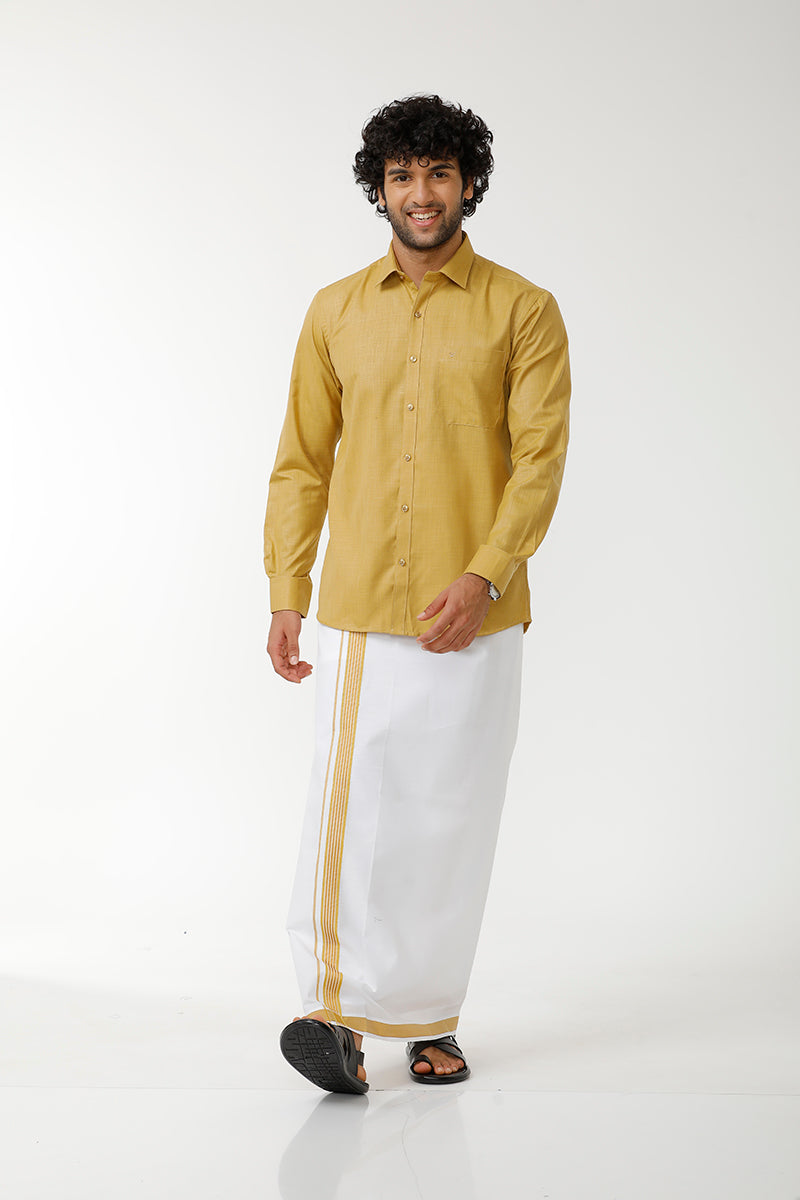 UATHAYAM Kushi Shirt & Matching Double Dhoti Set For Men (Pack of 1) - KU10708