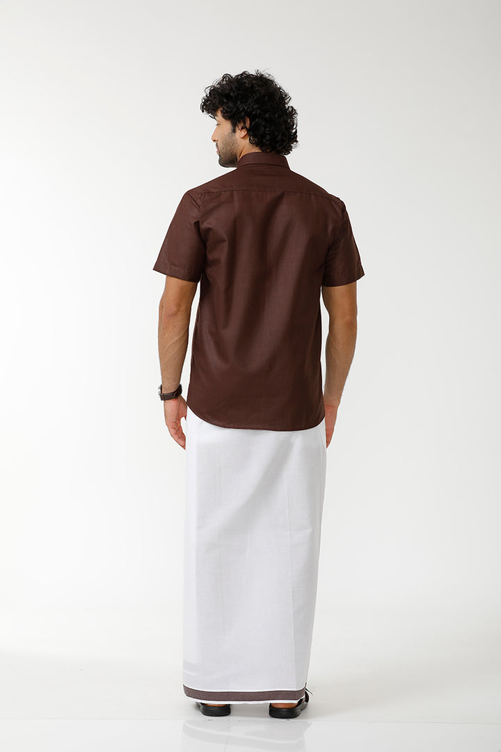 UATHAYAM Kushi Shirt & Matching Double Dhoti Set For Men (Pack of 1) - KU10710