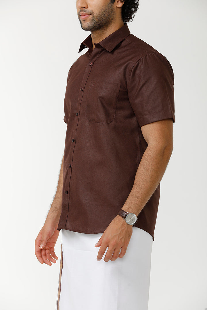 UATHAYAM Kushi Shirt & Matching Double Dhoti Set For Men (Pack of 1) - KU10710