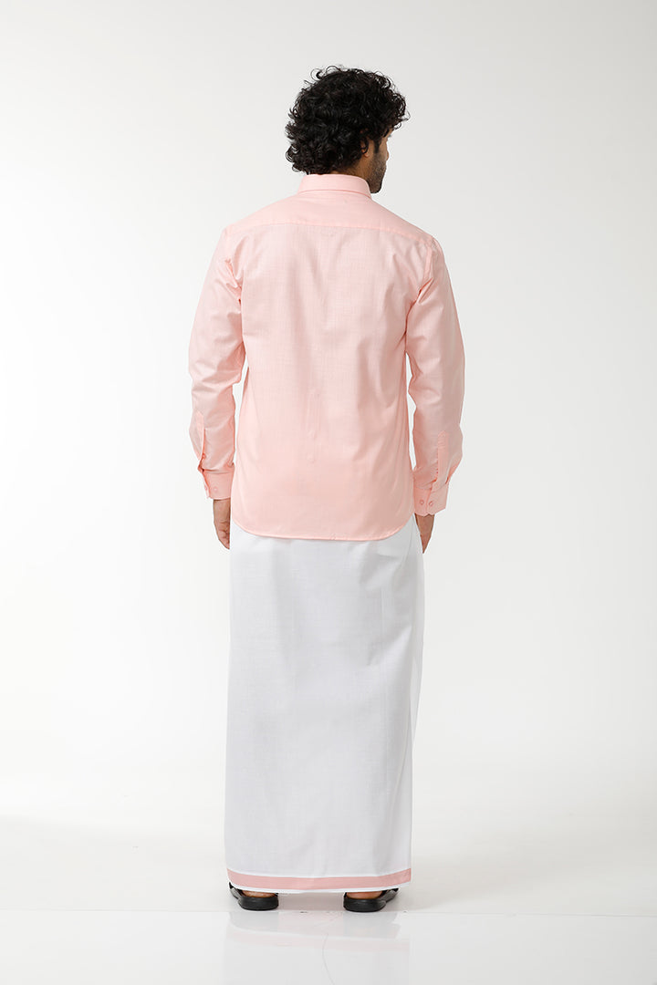 UATHAYAM Kushi Shirt & Matching Double Dhoti Set For Men (Pack of 1) - KU10702