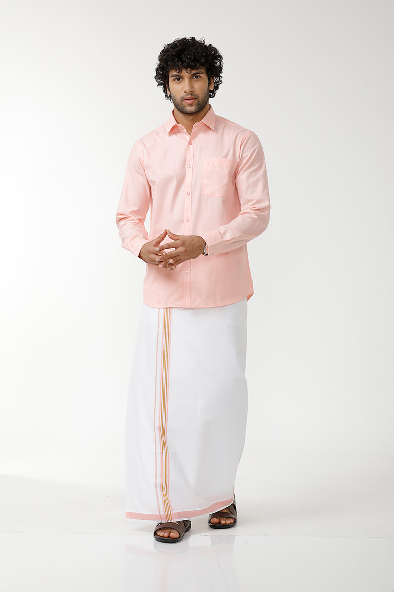 UATHAYAM Kushi Shirt & Matching Double Dhoti Set For Men (Pack of 1) - KU10702