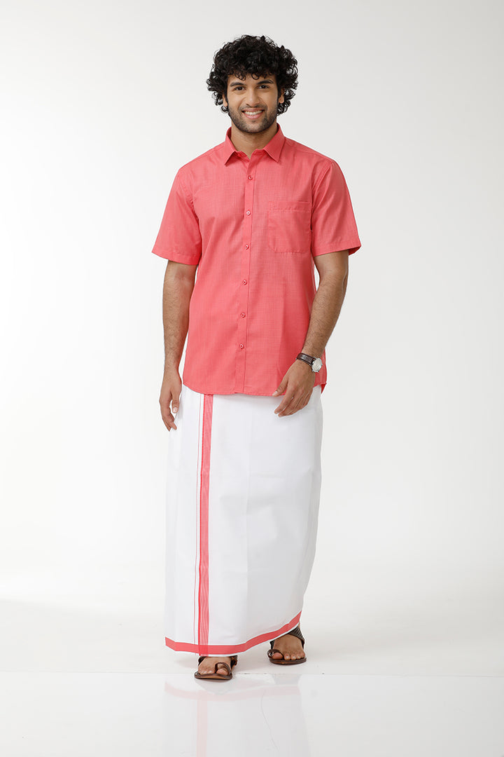 UATHAYAM Kushi Shirt & Matching Fancy Double Dhoti Set For Men (Pack of 1) - KU10711