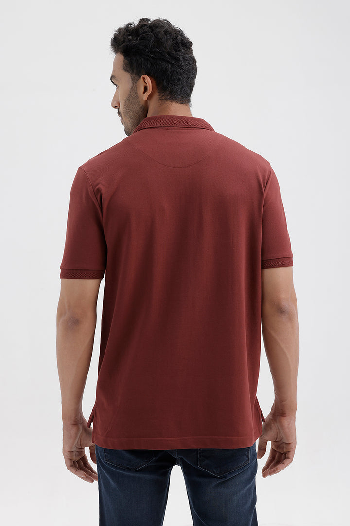 Lycra Polo Men's Cocoa Rust Brown Cotton T-Shirt
