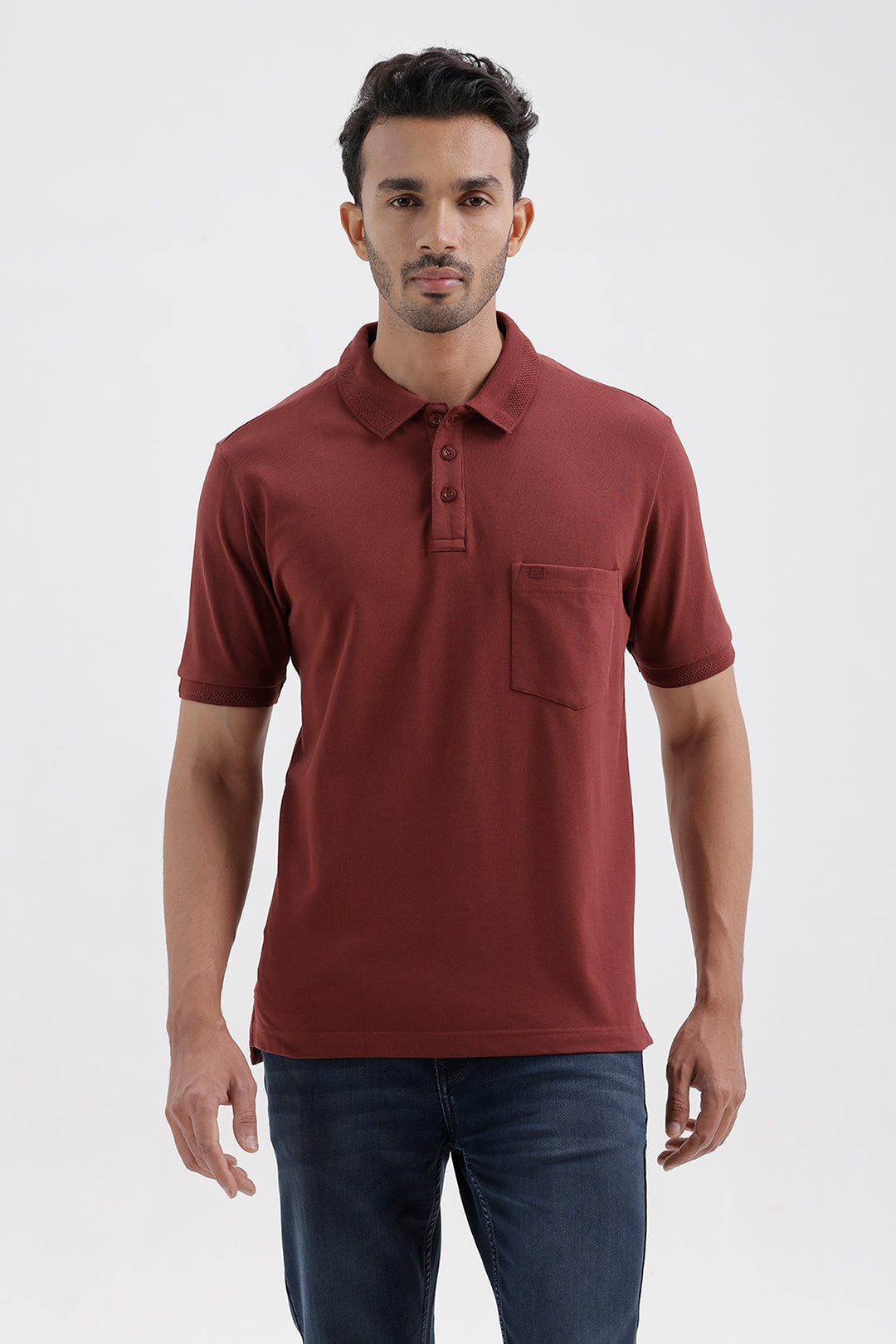Men's Cocoa Rust Brown Lycra Polo T-Shirt