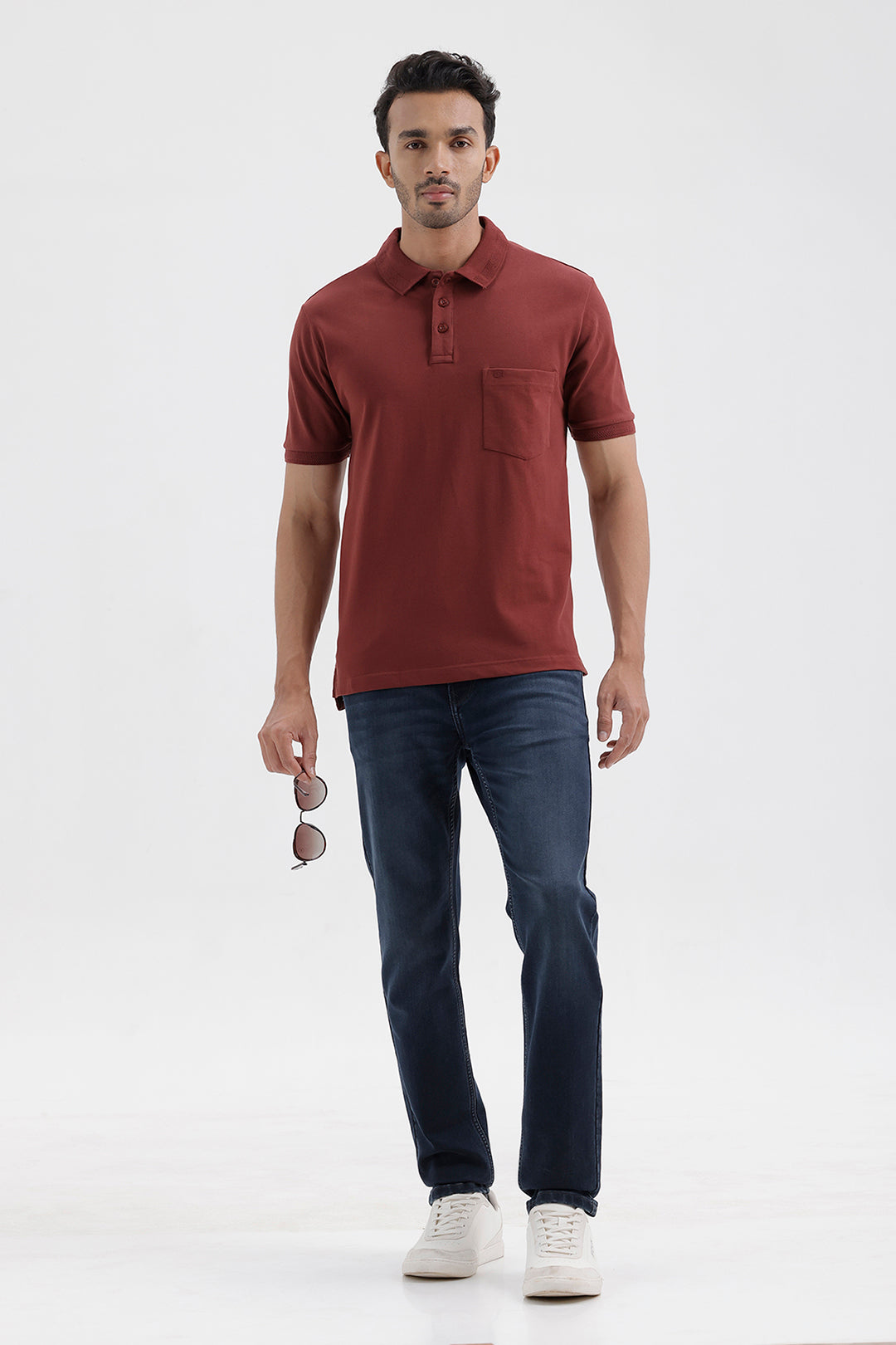 Premium Cocoa Rust Brown Polo Neck T-Shirt for Men