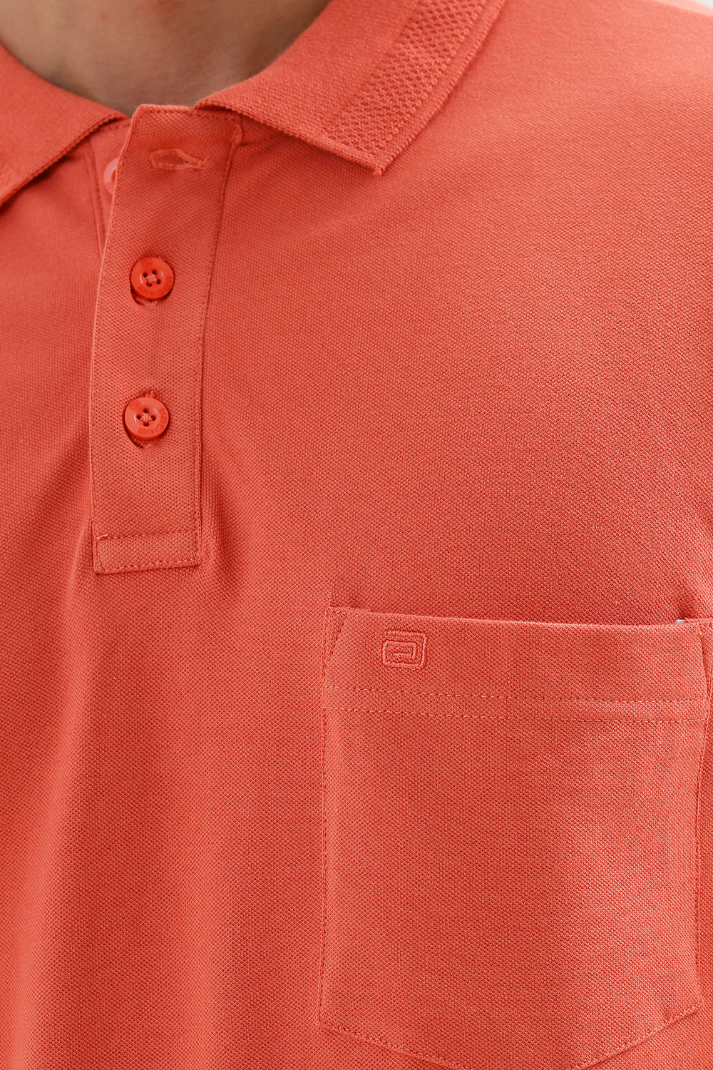 Coral Orange Polo T-Shirt for Men by Lycra Polo
