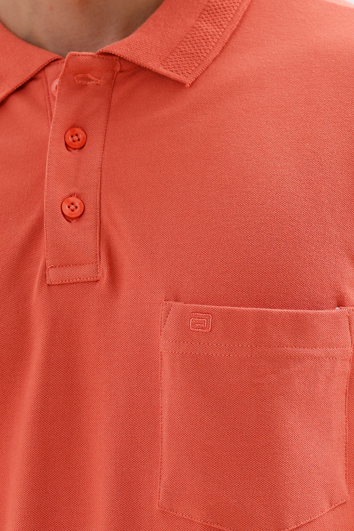 Coral Orange Polo T-Shirt for Men by Lycra Polo