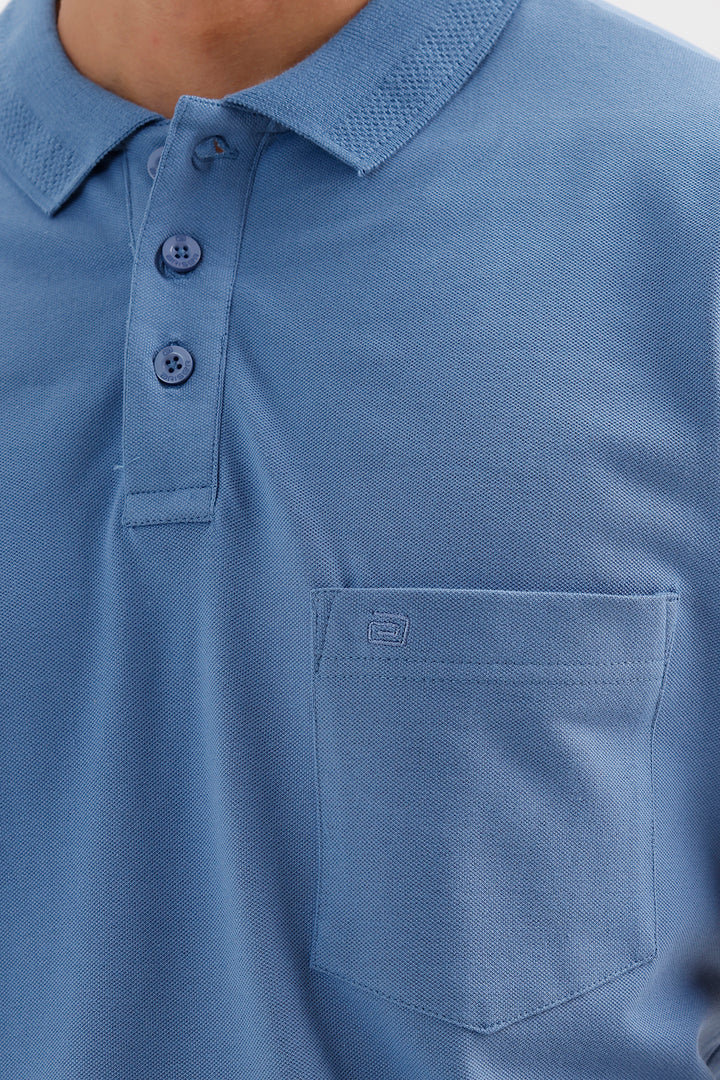 Steel Blue Polo T-Shirt for Men by Lycra Polo