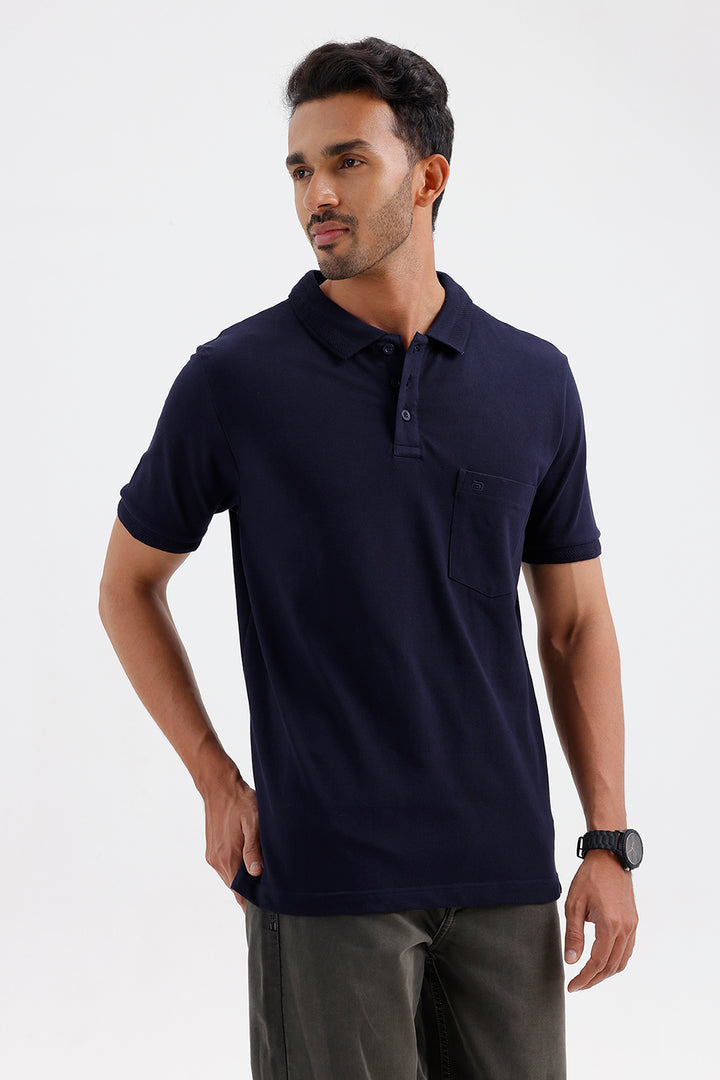 Midnight Navy Blue Polo T-Shirt for Men by Lycra Polo