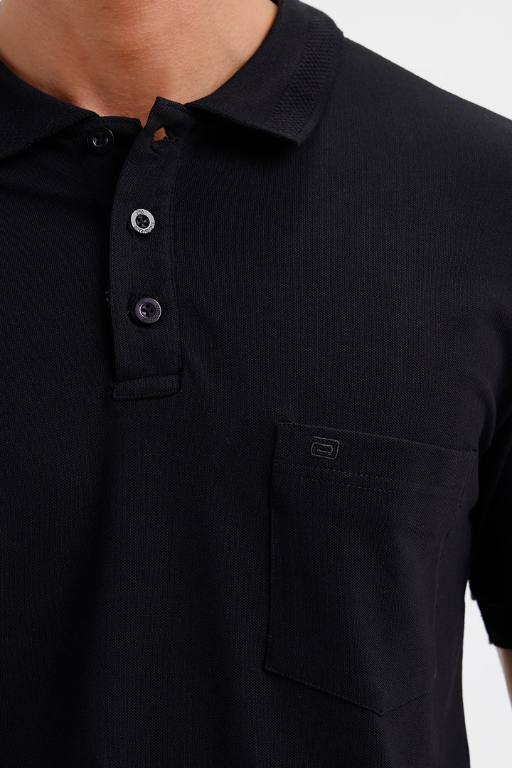 Jet Black Polo T-Shirt for Men by Lycra Polo