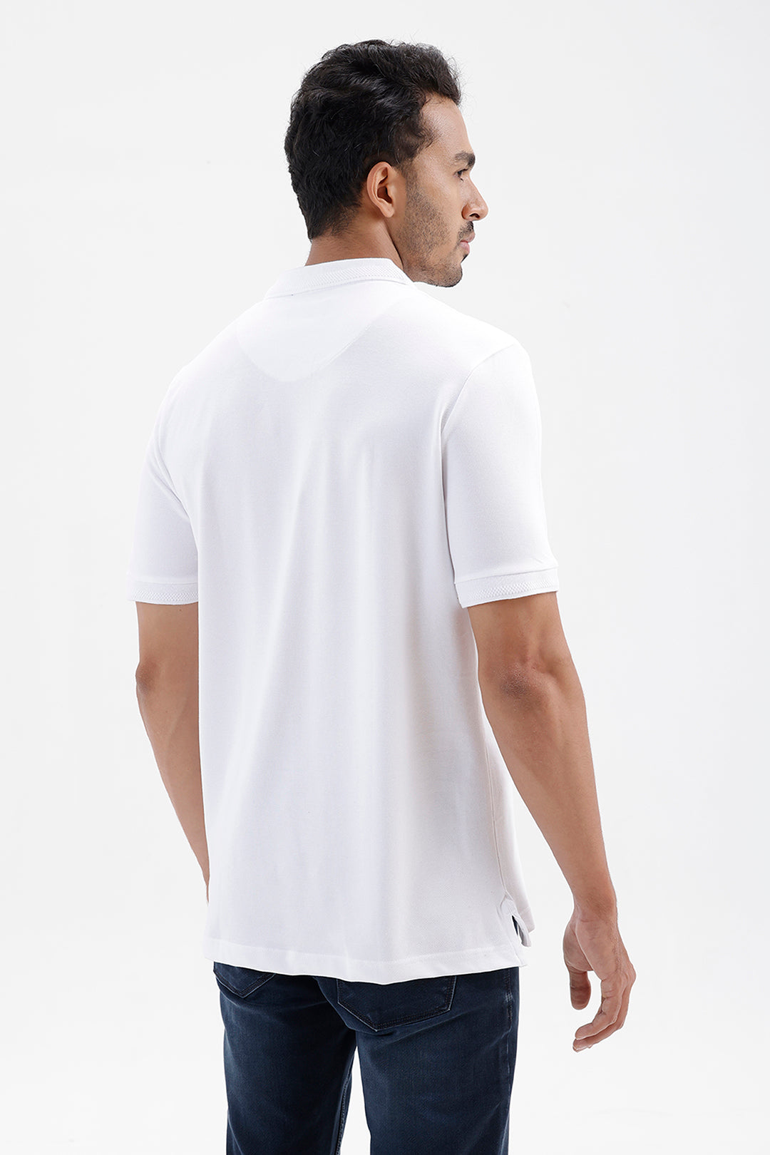 Stylish Crisp White Lycra Polo Men's T-Shirt