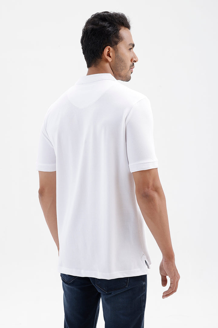 Stylish Crisp White Lycra Polo Men's T-Shirt