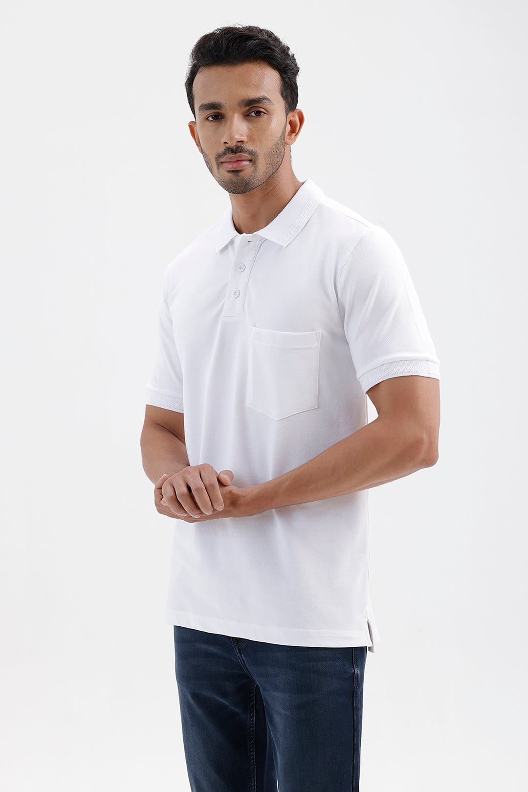 Crisp White Polo T-Shirt for Men by Lycra Polo