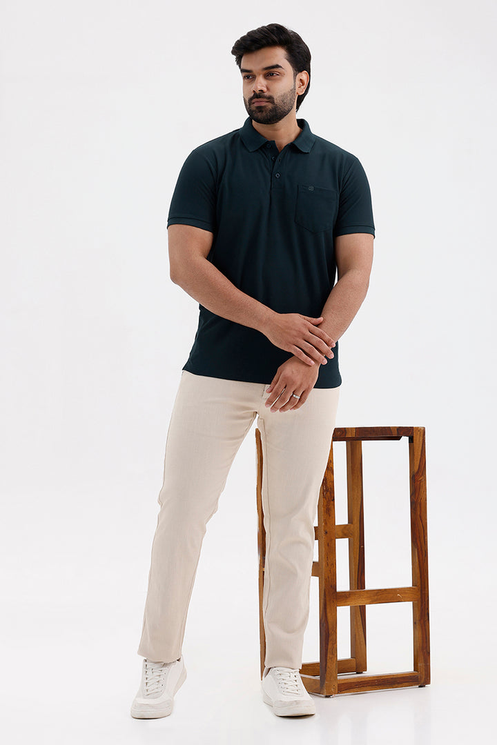 Premium Alpine Green Polo Neck T-Shirt for Men