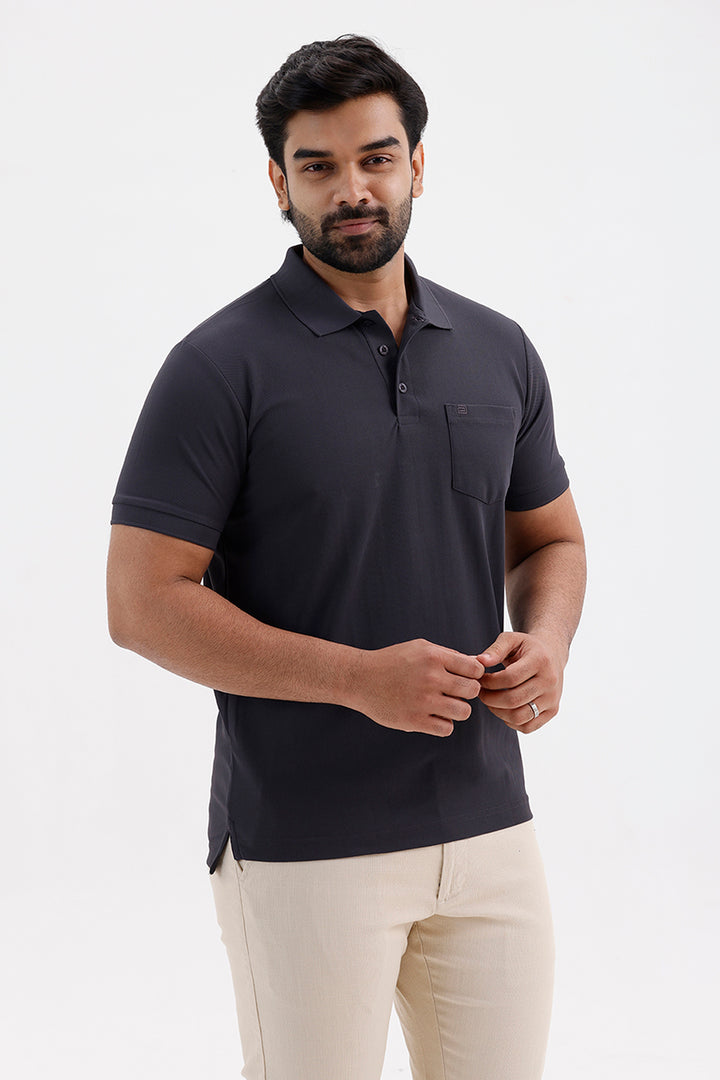 Stylish Anthracite Macro Polo Men's T-Shirt