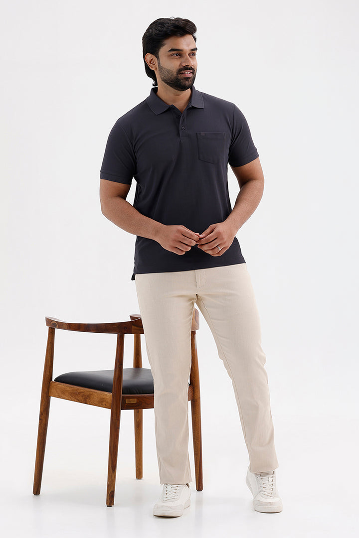 Premium Anthracite Polo Neck T-Shirt for Men
