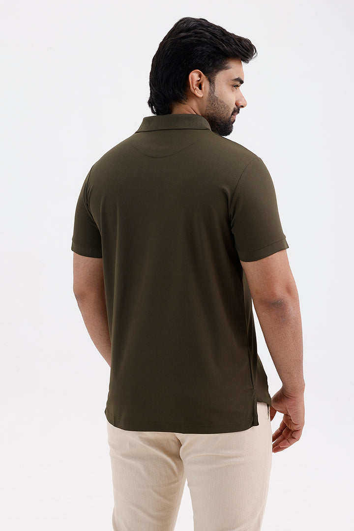 Stylish Sage Green Macro Polo Men's T-Shirt