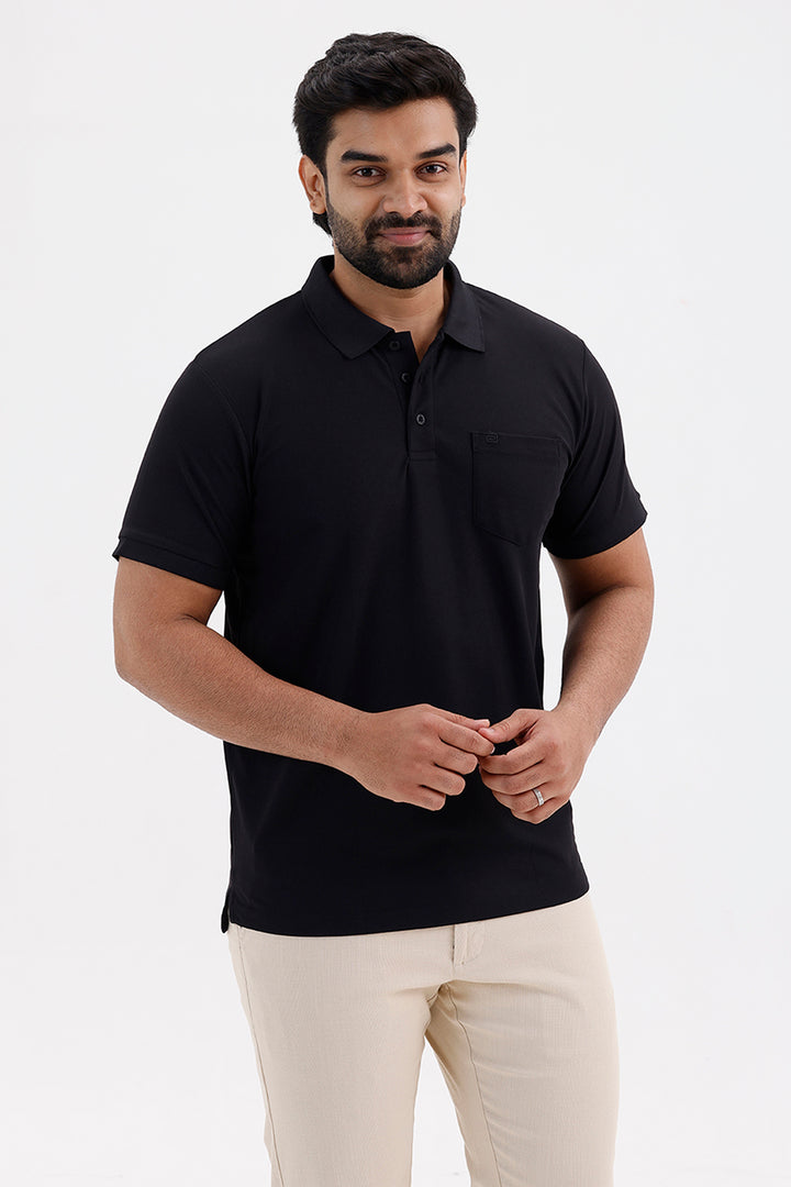 Stylish Shadow Carbon Macro Polo Men's T-Shirt