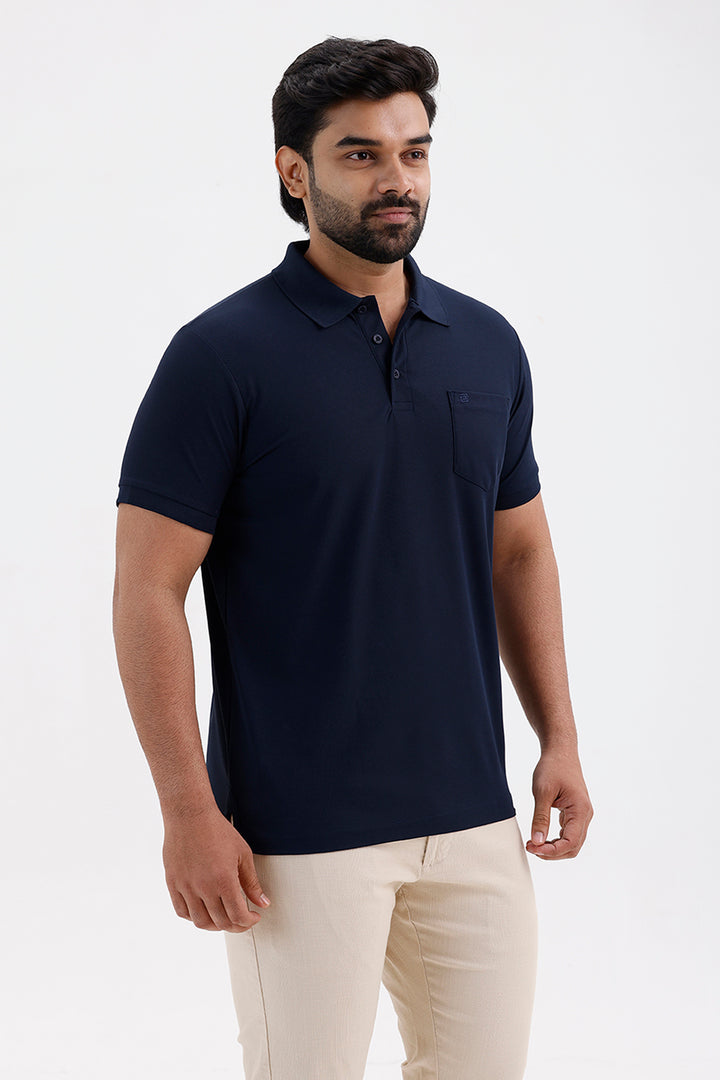 Stylish Midnight Navy Macro Polo Men's T-Shirt