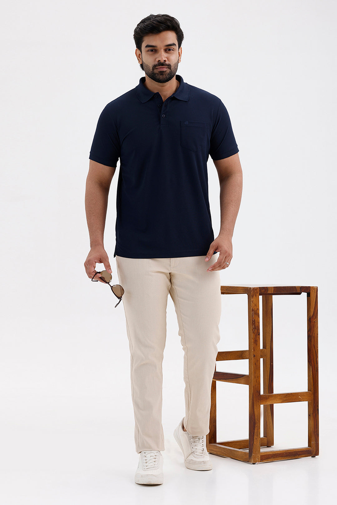 Premium Midnight Navy Polo Neck T-Shirt for Men