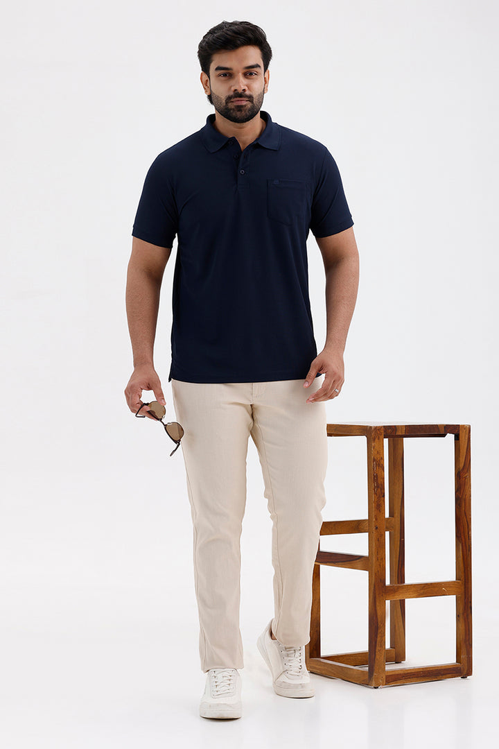 Premium Midnight Navy Polo Neck T-Shirt for Men