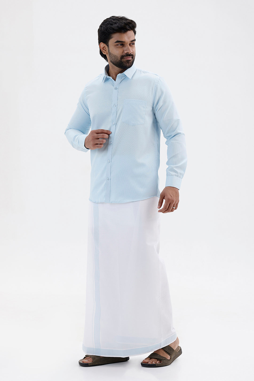 Max Light Blue Ethnic Wear Shirt and Dhoti Set