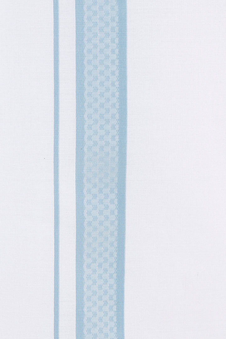 Cool Aqua Blue Matching Shirt with Fancy Border Dhoti for Men
