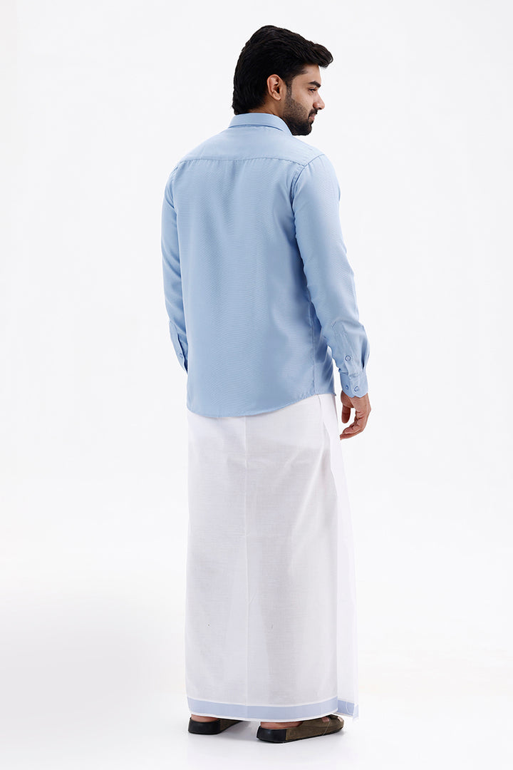 Premium Classic Sky Blue Shirt and Dhoti Set for Traditional Occasions