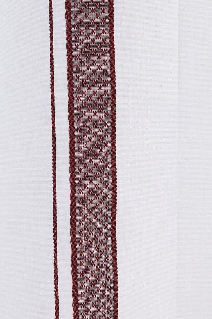 Deep Maroon Matching Shirt with Fancy Border Dhoti for Men