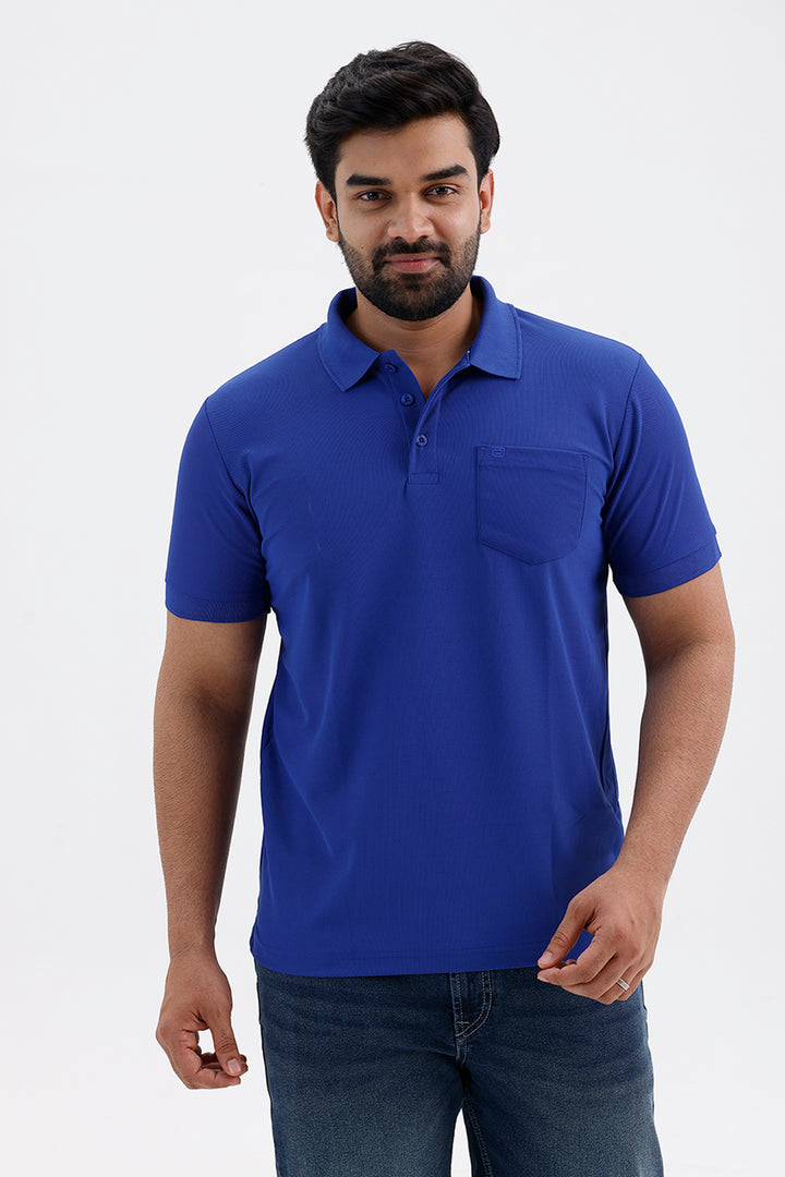 Men's Ocean Royal Blue Macro Polo T-Shirt