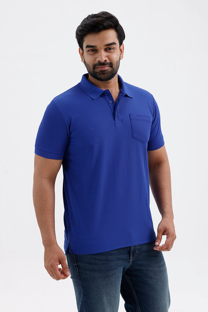 Stylish Ocean Royal Blue Macro Polo Men's T-Shirt