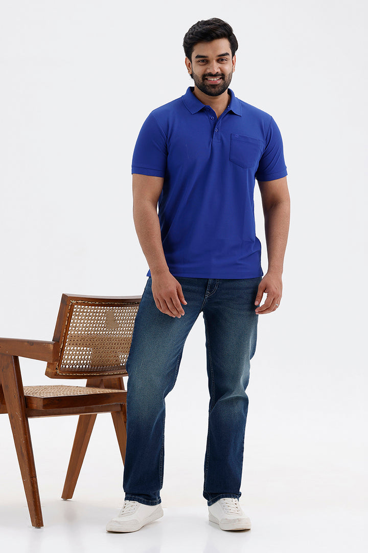 Premium Ocean Royal Blue Polo Neck T-Shirt for Men