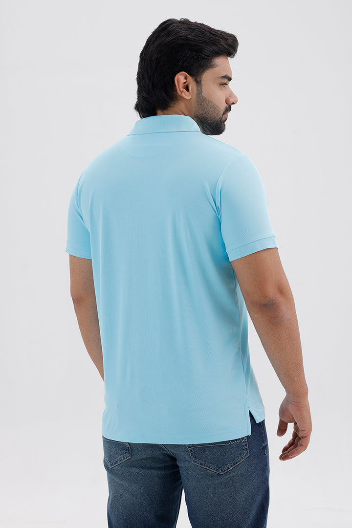 Stylish Soft Sky Blue Macro Polo Men's T-Shirt