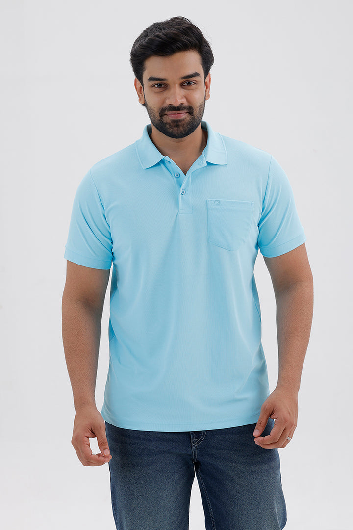 Men's Soft Sky Blue Macro Polo T-Shirt
