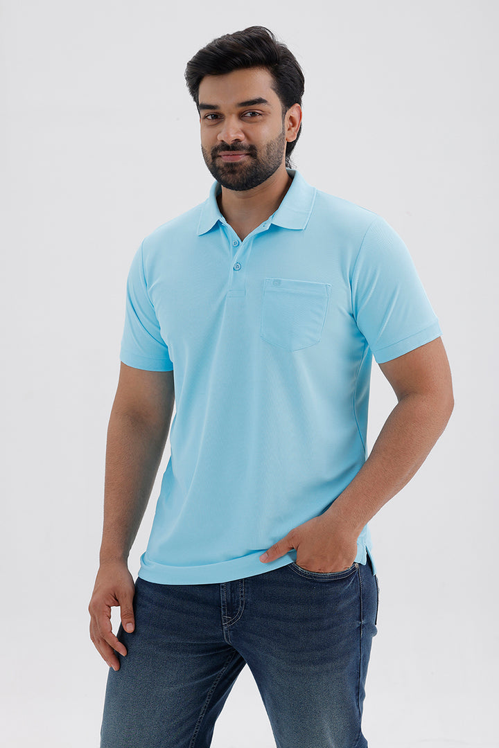 Soft Sky Blue Polo T-Shirt for Men by Macro Polo