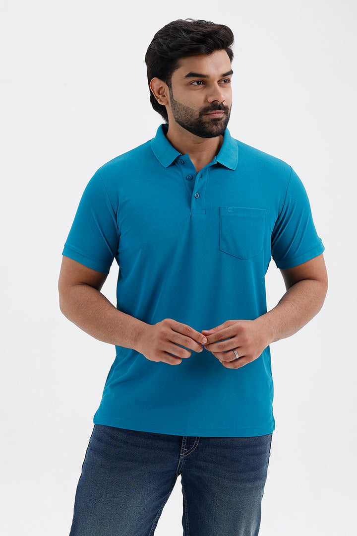 Men's Mineral Blue Macro Polo T-Shirt