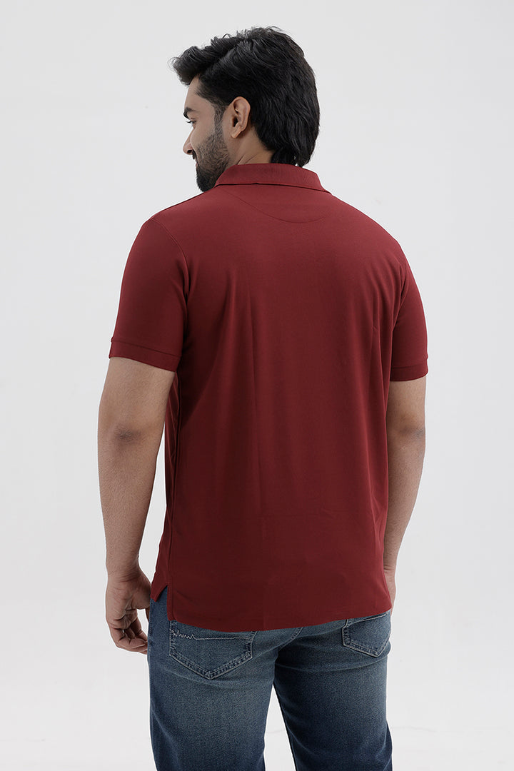 Stylish Merlot Red Macro Polo Men's T-Shirt