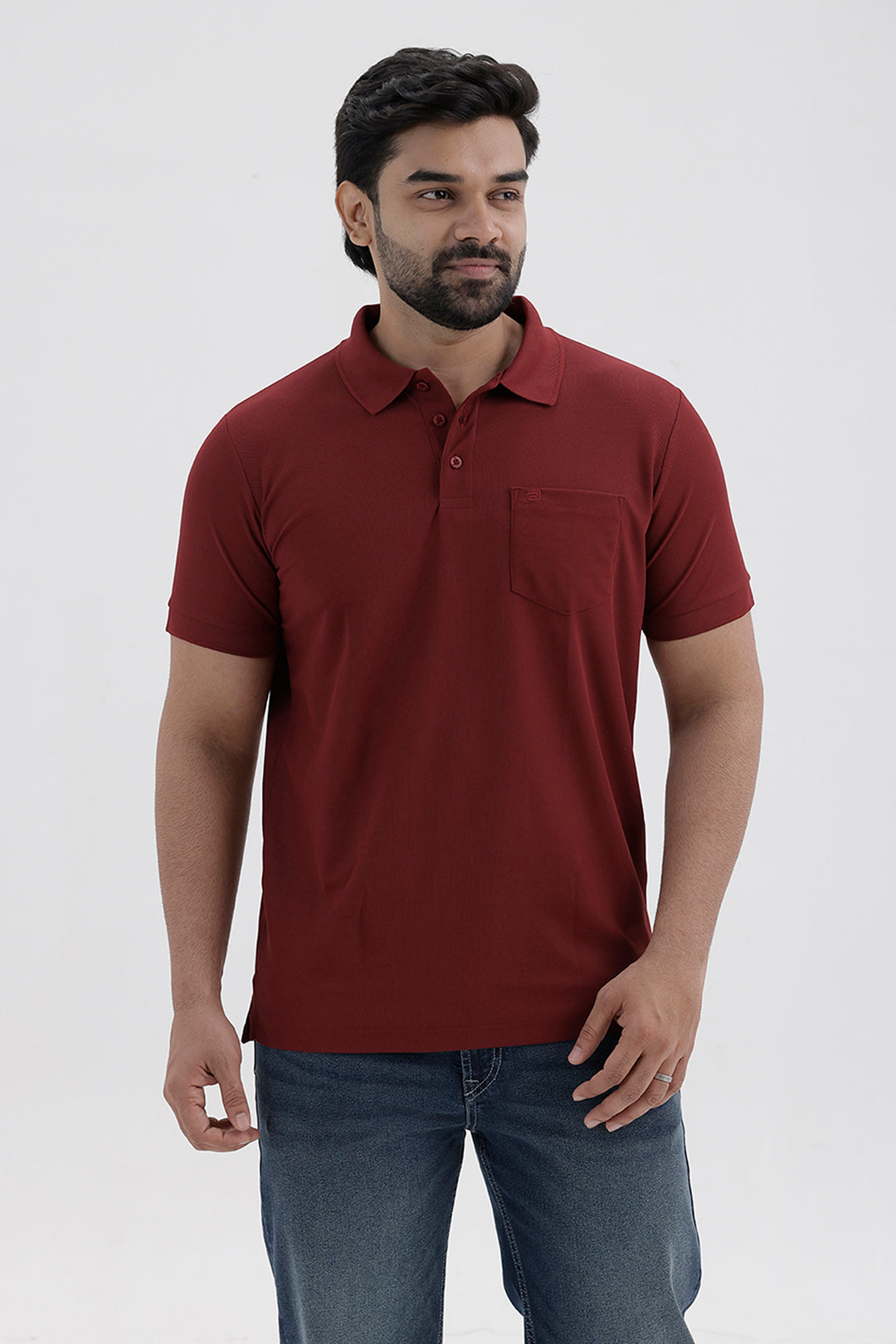 Men's Merlot Red Macro Polo T-Shirt