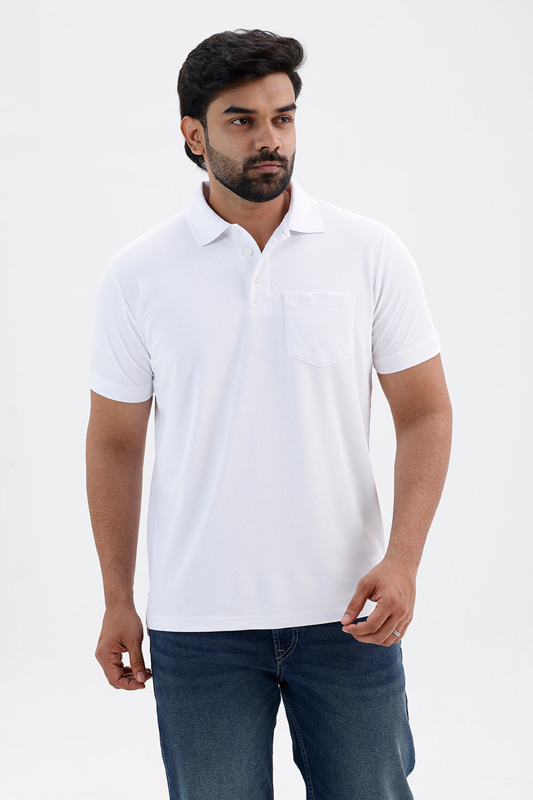 Men's Pure Snow White Macro Polo T-Shirt